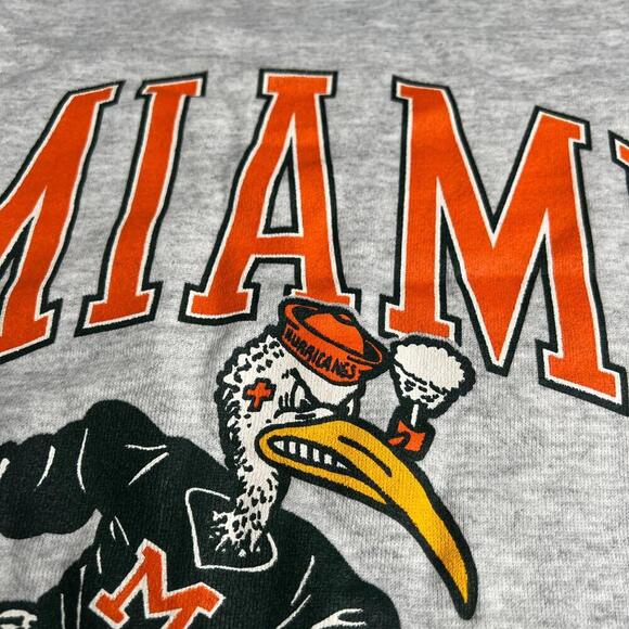 Vintage 90s Miami Hurricanes Sweatshirt XL Tultex Superweight Made in USA Crewne - Picture 7 of 9
